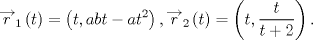 TEX: $$\overrightarrow{r}_{1}\left( t \right)=\left( t,abt-at^{2} \right),\overrightarrow{r}_{2}\left( t \right)=\left( t,\frac{t}{t+2} \right).$$