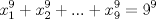 TEX: $$<br />x_1 ^9  + x_2 ^9  + ... + x_9 ^9  = 9^9 <br />$$