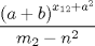 TEX: $$\frac{\left( a+b \right)^{x_{12}+a^{2}}}{m_{2}-n^{2}}$$