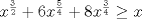 TEX: $x^{\frac{3}{2}}+6x^{\frac{5}{4}}+8x^{\frac{3}{4}}\ge x$