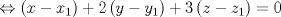 TEX: \[\Leftrightarrow \left( {x - x_1 } \right) + 2\left( {y - y_1 } \right) + 3\left( {z - z_1 } \right) = 0\]