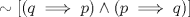 TEX: $$\sim[(q \implies p) \wedge (p \implies q)]$$