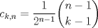 TEX: $c_{k,n}=\dfrac{1}{2^{n-1}}\dbinom {n-1}{k-1}$