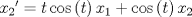 TEX: ${x_2}^\prime  = t\cos \left( t \right){x_1} + \cos \left( t \right){x_2}$