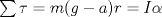 TEX: $\sum \tau = m(g-a)r= I\alpha$