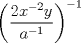 TEX: \[<br />\left( {\frac{{2x^{ - 2} y}}<br />{{a^{ - 1} }}} \right)^{ - 1} <br />\]<br />