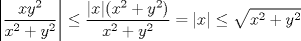 TEX: \[\left|\frac{xy^2}{x^2+y^2}\right|\le\frac{|x|(x^2+y^2)}{x^2+y^2}=|x|\le\sqrt{x^2+y^2}\]