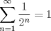 TEX: <br />$$\sum_{n=1}^\infty\frac1{2^n} = 1$$<br />