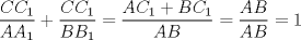 TEX: $\dfrac{CC_1}{AA_1}+\dfrac{CC_1}{BB_1}=\dfrac{AC_1+BC_1}{AB}=\dfrac{AB}{AB}=1$