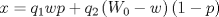 TEX: \[<br />x = q_1 wp + q_2 \left( {W_0  - w} \right)\left( {1 - p} \right)<br />\]<br />